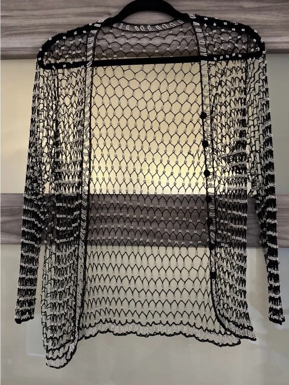 Vintage Y2K Black Crochet beaded Cardigan